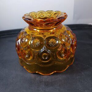 L. E. Smith Glass MCM Moon and Star Amber Pedestal Fairy Lamp Shade